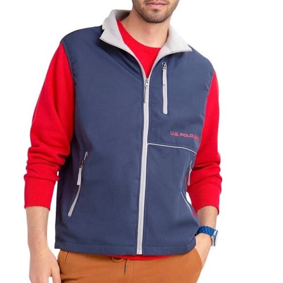 U.S. POLO Fleece Inside Vest Men M Navy Travel Outdoor Stylish Timeless Everyday